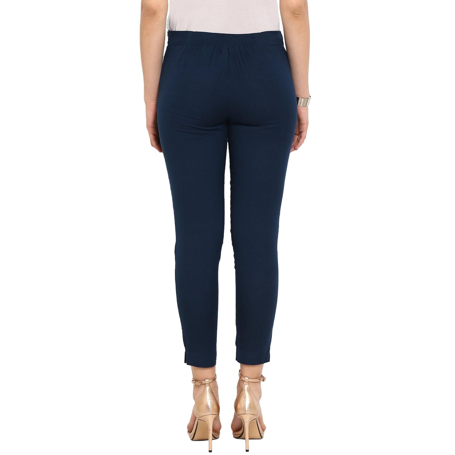 juniper navy blue cotton flex solid straight pant