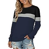 ZENUTA Sweatshirt for Women Color Block & Solid - Cozy Long Sleeve Crewneck Top | Soft Casual Fall Wear