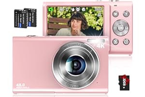 JCKDUHAN 4K Digital Camera Autofocus 48MP Vlogging Camera HD 16X Digital Zoom Camera YouTube Portable Mini Compact Camera Gift for Kids Teens Adult Beginner 32G Memory Card 2 Batteries