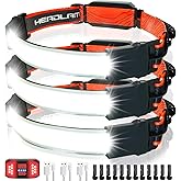 PSDRIQQ Headlamp Rechargeable, 3 Pack Bright LED Headlamps Wide Beam Head Lamp Headlight Flashlight with Red Tail Light 1200lm Lightweight Adjustable Waterproof for Biking Running Fishing Camping