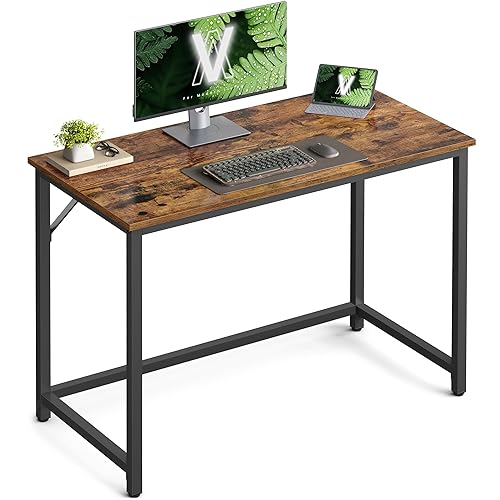 VASAGLE Computer Desk, Writing Desk, Small Office Table, 50 x 100 x 75 cm, Study, Home Office, Simple Assembly, Steel, Industrial Design, Rustic Brown and Black LWD41X