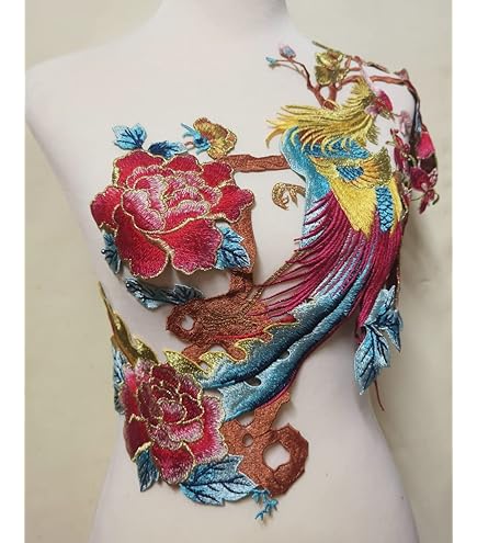 WANLIAN 2 Patchs Broderie Phoenix – Appliqués à Coudre Ou Thermocollants Pour Vêtements, Jeans, Sacs, DIY 190x130 Mm