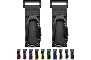 DEIHAALEN Baby Stroller Hook, Carry 30 lbs per Stroller Carabiner Clip, Adjustable Baby Stroller & Car Seat Hook for Hanging Diaper Bag, Wheelchair, Golf cart, Shopping and Pet Cart(2 Pcs Black)
