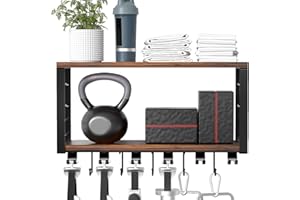 TJ.MOREE 2 Tier Floating Shelf Compatible with Tonal Accessories, T-Bracket Lock Adapters Hanger, Wall Mount Home Gym Storage Rack for Fitness Equipment