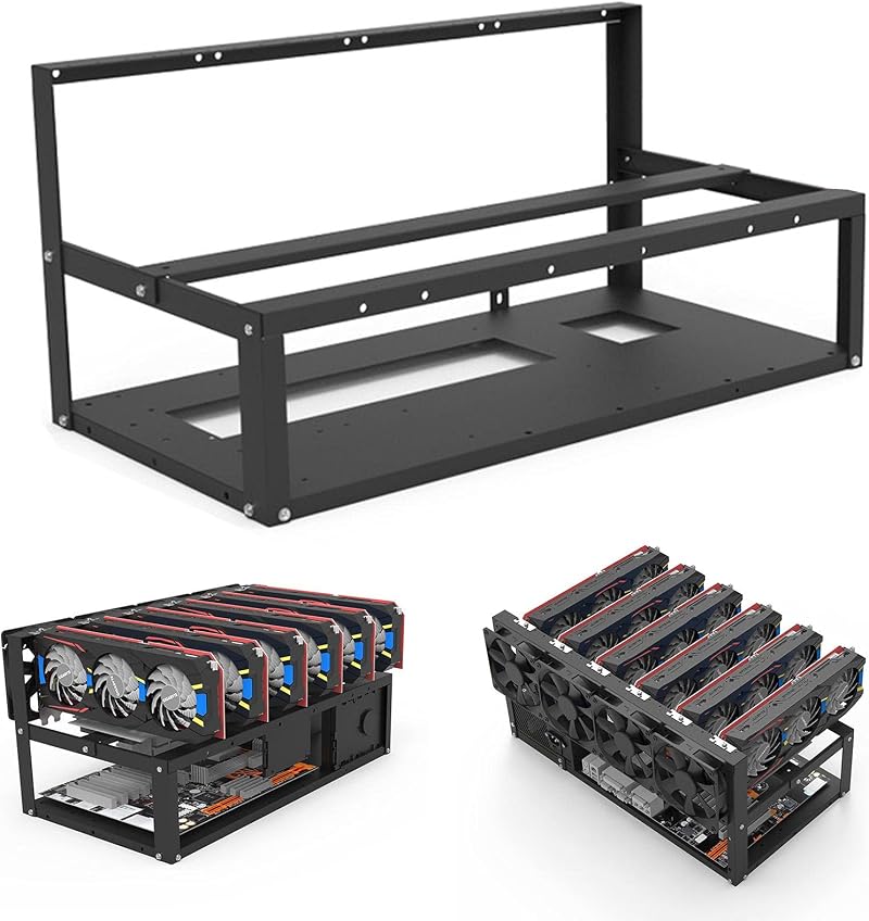 HWGING 6 GPU Mining Rig Frame Stackable Stainless Steel Miner Computer Rack