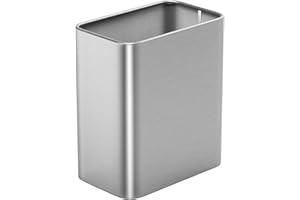 Cesun Small Bathroom Trash Can 2.1 Gallon Wastebasket, Modern Metal Garbage Can Office Waste Basket, Silver Stainless Steel T