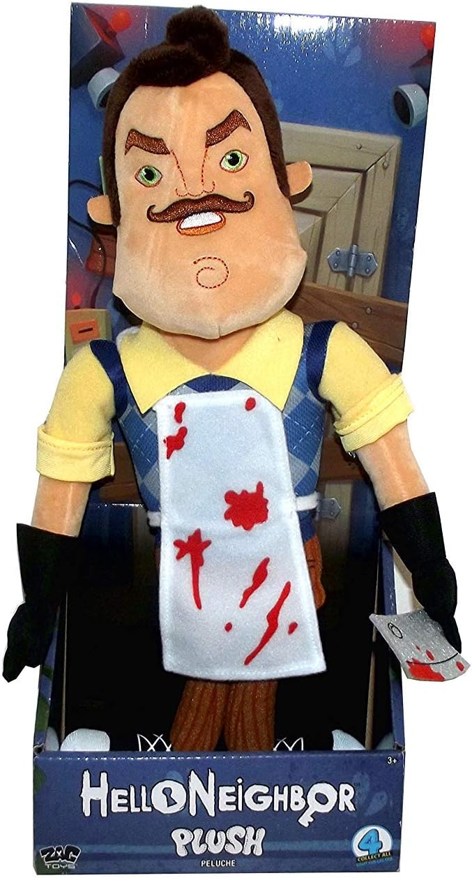 Hello Neighbor Large Neighbor Plush Figure Toy, 15 inches (Holding a Butcher Knife with Bloody Apron)