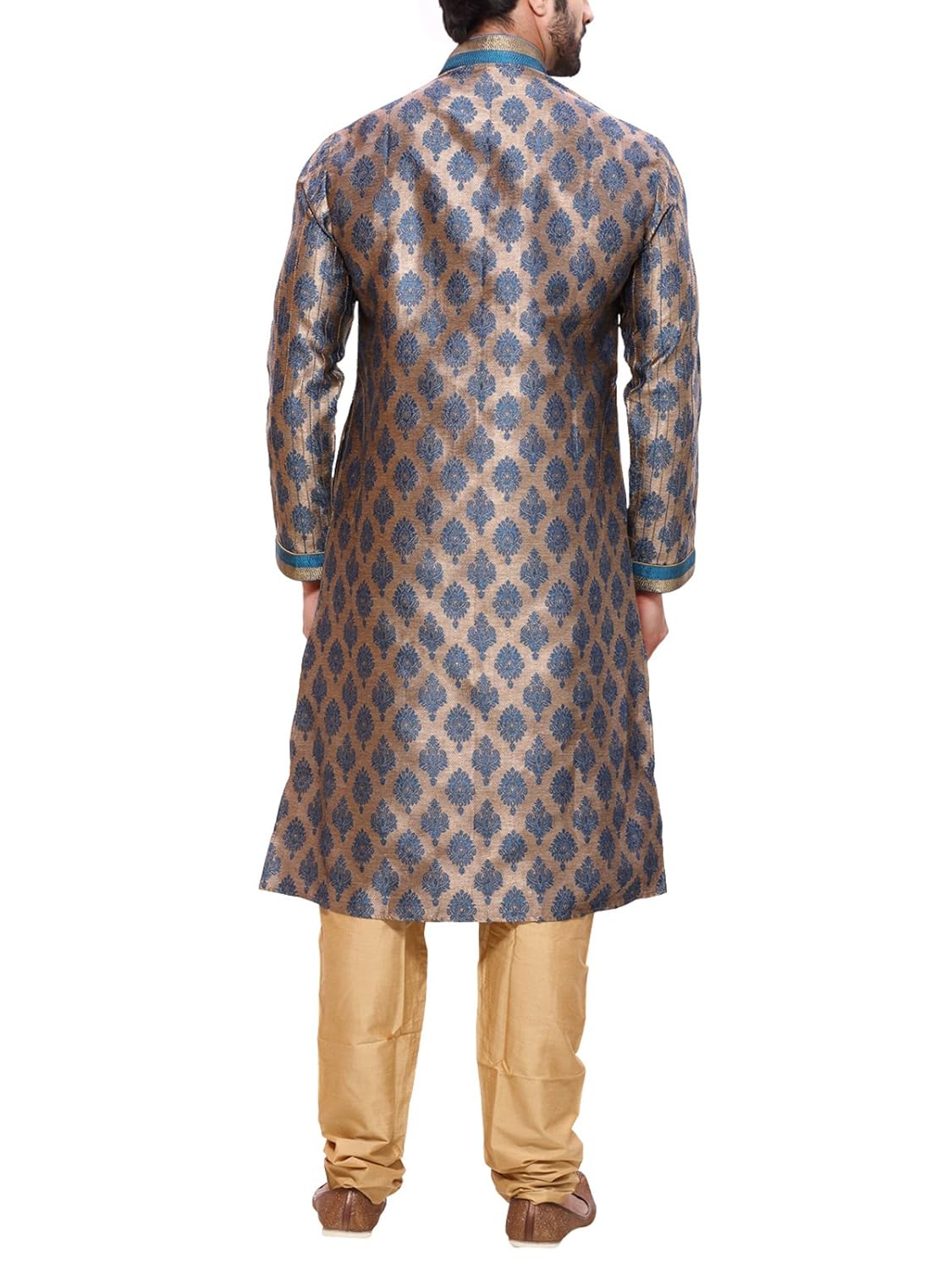 rg designers men's blue gold kurta pyjama