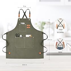OUNLEN Chef Apron for Men Women Canvas Aprons with