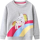 B&G-KID Toddler Girls Crewneck Sweatshirts Kids Applique Long Sleeve Shirts Pullover Cotton Winter Casual Tops Clothes 2-7T.