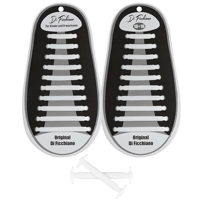 Di Ficchiano Premium No Tie Shoelaces für Kinder und Erwachsene/Flache elastische Schnürsenkel für Sneaker, Sport- und Freize