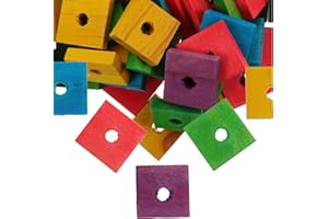 NOLITOY Parrot Toys 100 Pcs Wooden Blocks Bird Chewing Toy Beak Trim Parrot Foot Craft Cage Part Toy Mini Wood Chip Charms for DIY Playing Chewing Shredding Mixed Large Bird Toys