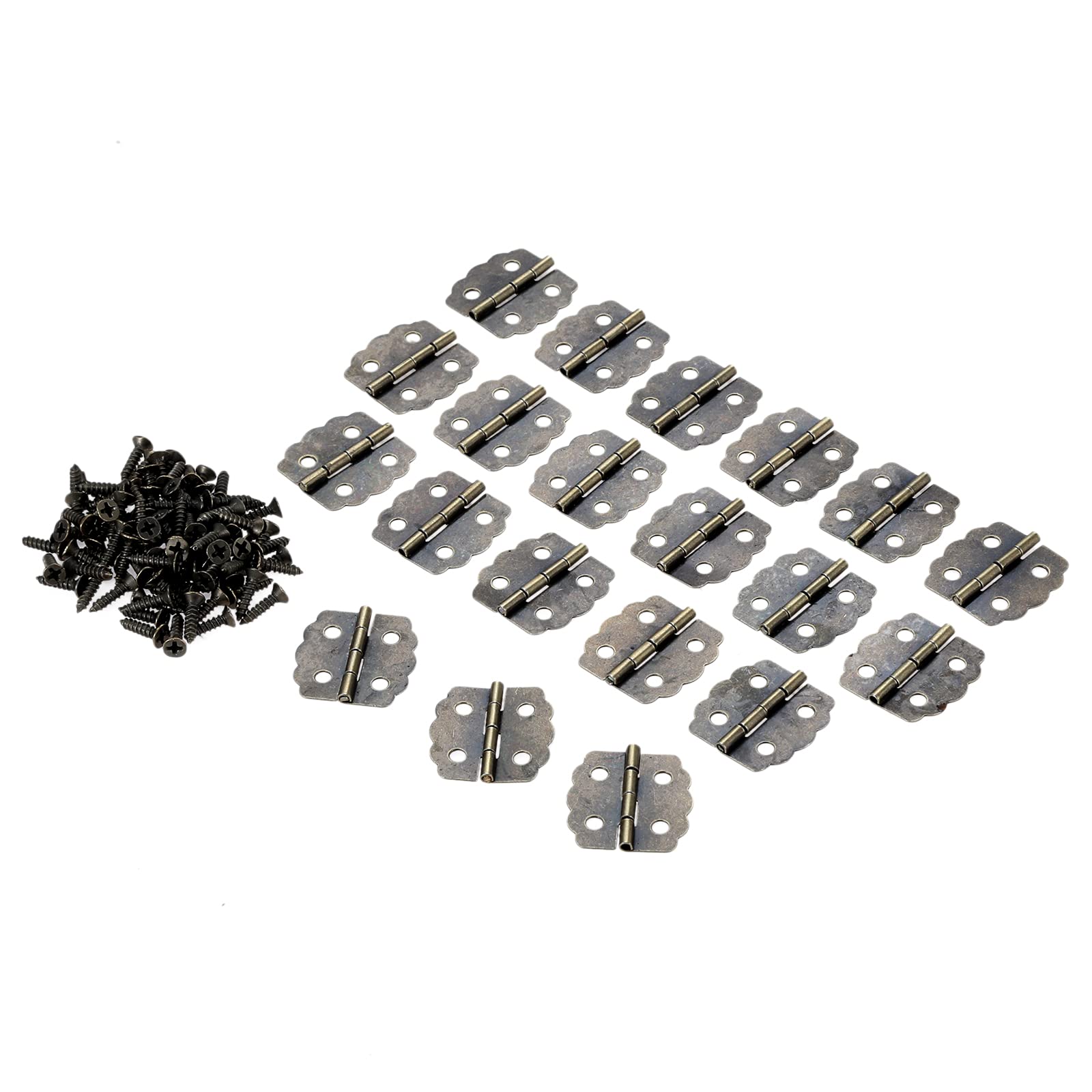 Dophee 20 Pcs Mini Retro Butt Hinges, Antique Brass, Zinc Alloy, 4 Holes, 2.3cm x 2.3cm, Perfect for Wooden Boxes