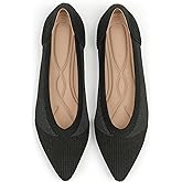 TINGRISE Women's Flats Shoes Pointed Toe Knit Ballet Comfortable Dressy Mesh Flat