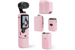 TYUANDOUER Protective Case for DJI Osmo Pocket 3 / Xtra Muse Camera, Soft Silicone Grip Cover with Screen & Mic Protection, Lightweight, Anti-Scratch, Slim Fit Skin Accessories for Pocket 3 (Pink)