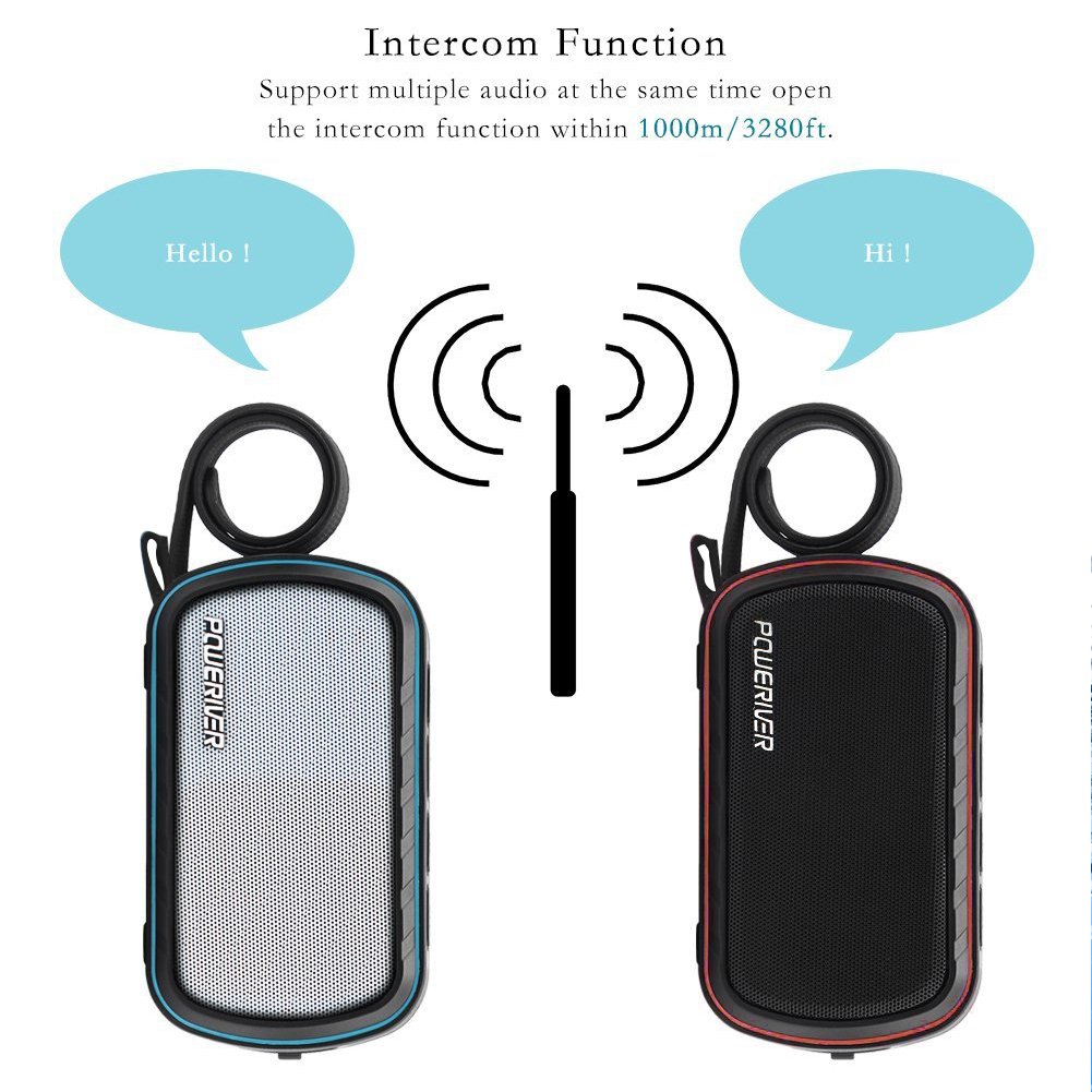 IPX6 Waterproof Bluetooth Speaker with Walkie Talkie, Three Channels Walkie-Talkie Function for Camping Hiking Hunting Travelling Communication Waterproof Bluetooth Speaker (2pcs Pack)