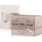 Goat Milk Soap – Natural Moisturizing Bar for Dry, Sensitive & Delicate Skin – Gentle Daily Cleanser for Babies, Men & Women – 3 Pack (4 oz Each), Soothing Hydrating Formula