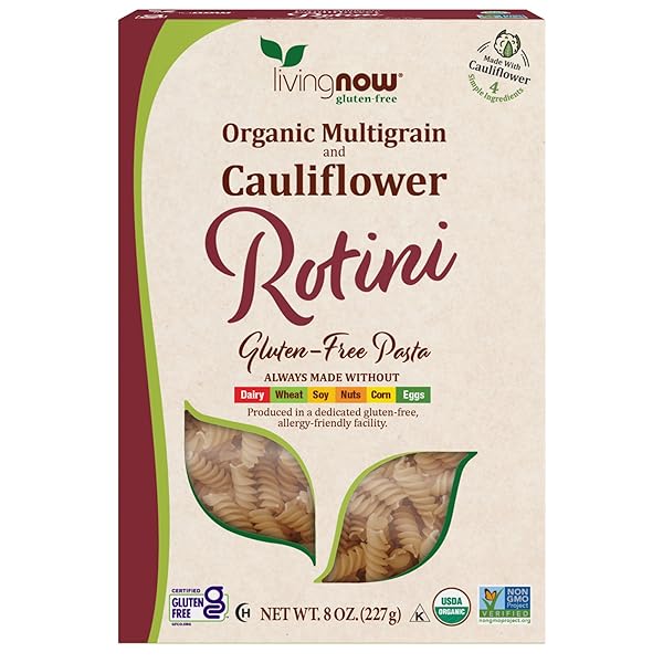 NOW, LIVING NATURAL FOODS, ORGANIC MULTIGRAIN AND CAULIFLOWER ROTINI 8 OZ