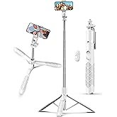 71" Cell Phone Selfie Stick Tripod, Smartphone Tripod Stand with Remote, Extendable Travel Phone Tripods Compatible with iPho