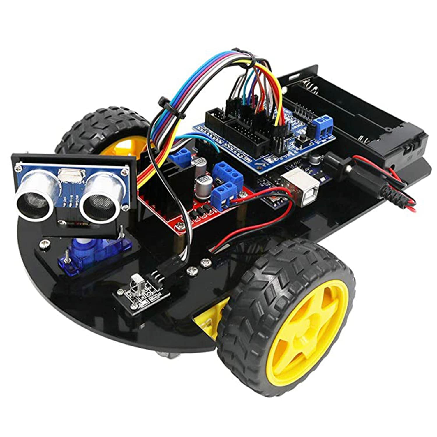 AZDelivery Smart Tracking Robot 2WD Kit DIY Learning Smart Robot Car Kit 2wd Ultrasonic Sensor Module Infrared Remote Control Starter Kit, including E-Book!