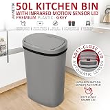 NETTA 50L Sensor Bin Kitchen Touch Free Infrared Lid Grey Large view 2
