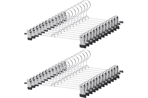 GoodtoU Pants Hangers, 30Pack Skirt Hangers with Clips Metal Hangers for Pants Clips Trouser Shorts Jeans