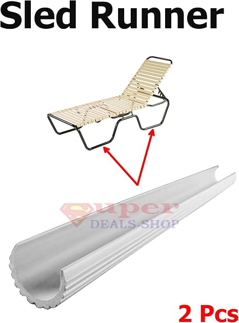 Amazon Com 2 Pcs White Pvc Gear Sled Glides Snap On Runners Chaise Fits Round Tube 1 Lounge Pool Chair Rail Skid Glide Sledge Protector Sled Case Chair Glide Patio Legs Floor Protection