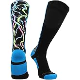 Crazy Socks with Lightning Bolts Electric Storm Over the Calf