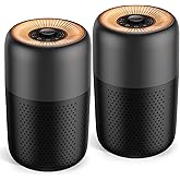 2 Pack YARIKI Air Purifiers for Bedroom Home with Aromatherapy Function,Small Air Purifier with Nightlight Speed Control,24dB Low Noise for Better Sleep,For Pet Room Dorm Kitchen,P60 (Black)