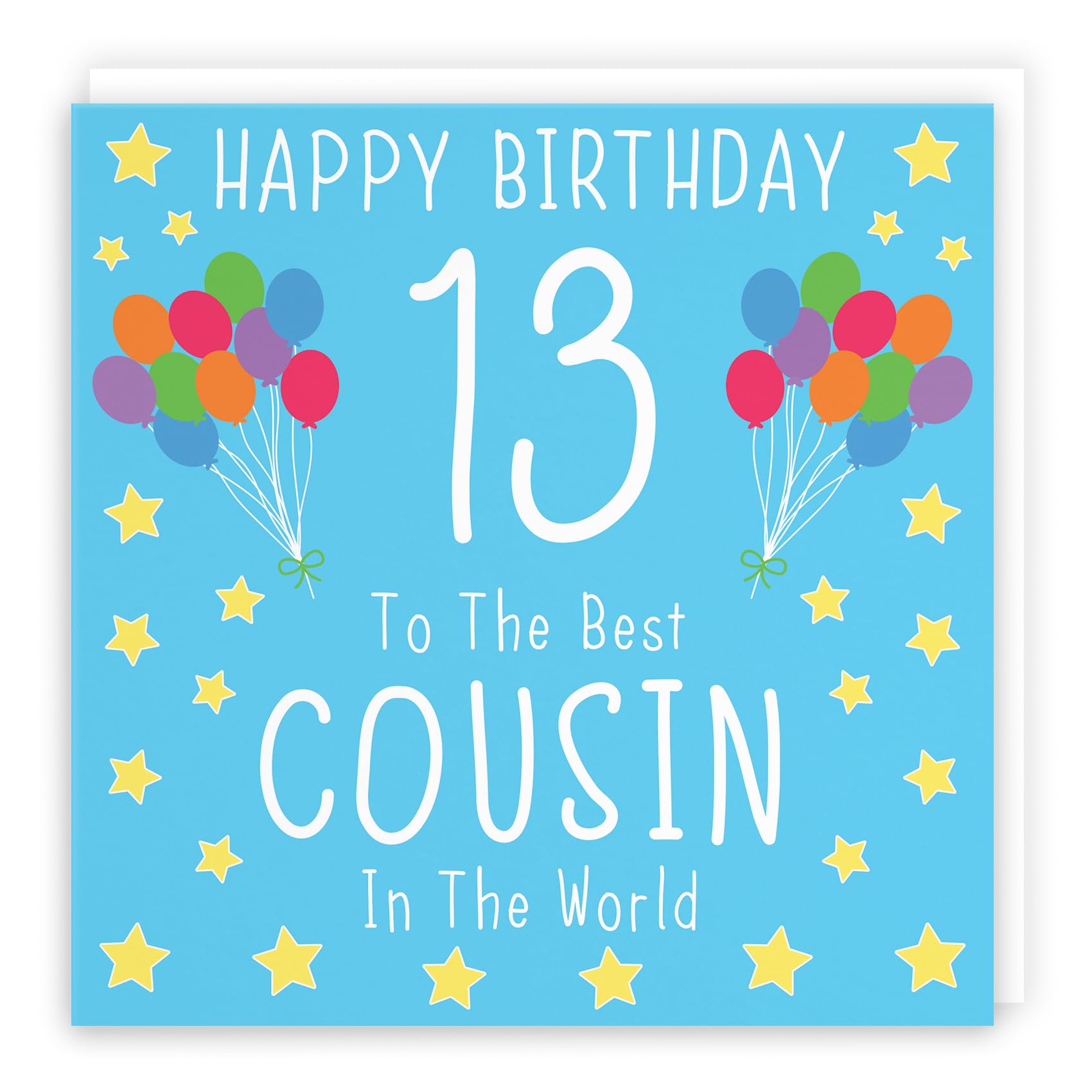 Hunts England - Large Cousin 13th Male Blue Birthday Card - Happy Birthday - 13 - To The Best Cousin In The World - Iconic Collection - Large - 210 x 210 mm - Age 13