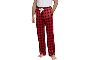 SEVEGO Tall Men's Pajama Pants 34"/36"/38" Long Inseam Soft Flannel Plaid Lounge Sleep Bottoms