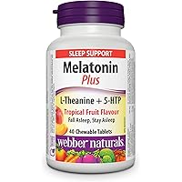 Webber Naturals Melatonin Plus, 1.5 mg of Melatonin with L-Theanine & 5-HTP, 40 Chewable Tablets, For Sleep Support, Vegan