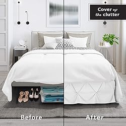 Nestl White Bed Skirt King Size, Pinch Pleat King