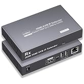 RYXN 1080P HDMI KVM USB IP Extender Over Cat5e/6 Transmits Up to 656ft/200m, with 2 USB Ports Supports Mouse and Keyboard Remote Control, Both Ends Feature Audio Extractor Function