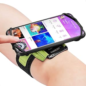 Newppon 180° Rotating Armband with Waterproof Bag for Apple iPhone 11 Pro Max Xs XR X 8 7 6 6S Plus Galaxy S9+ S9 S8 S7 S6 Edge Note 8 Huawei P10 Mate,for Walking Jogging Biking Exercise Workout