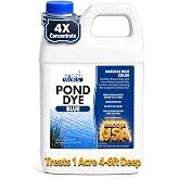 Pond Worx Blue Lake and Pond Dye - 4X Concentrated Liquid Pond Colorant - Treats up to 1 Acre - 1 Quart