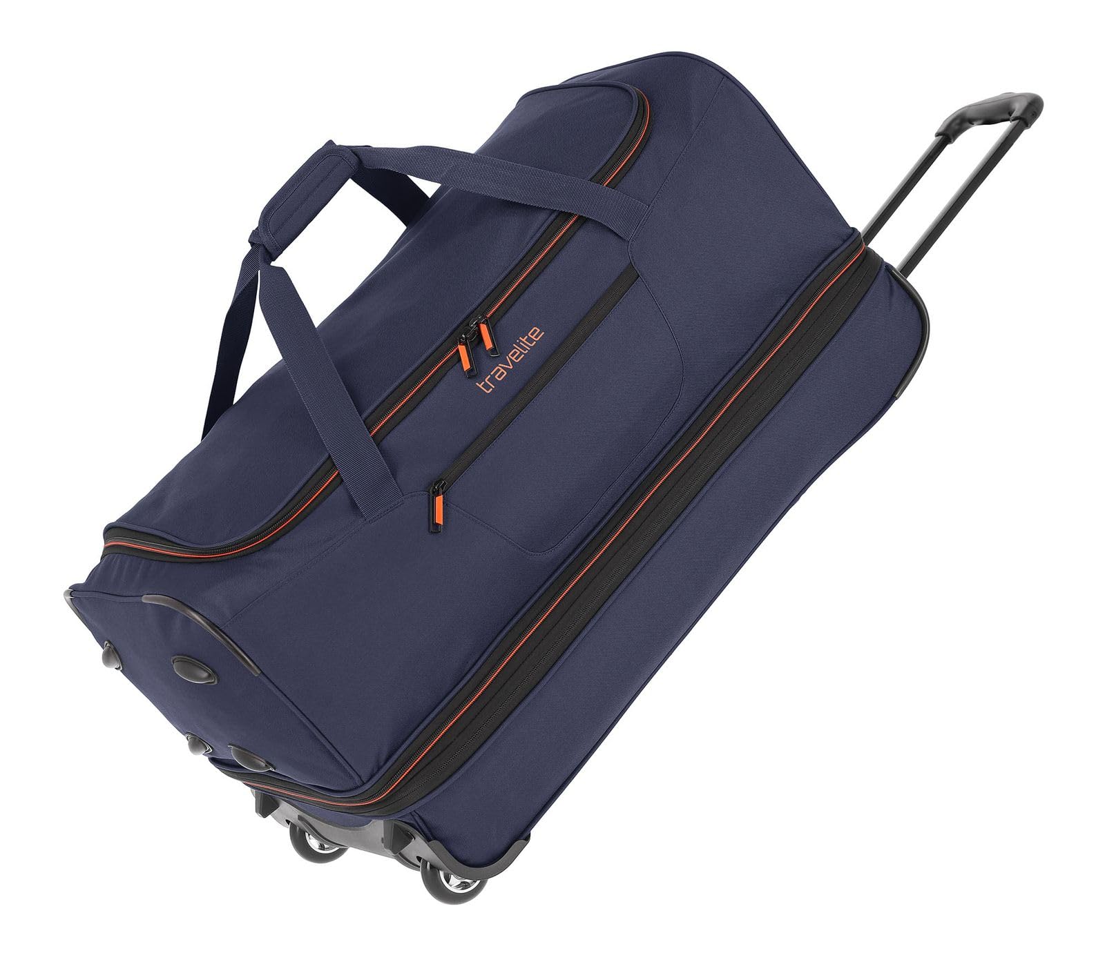 travelite trolley travel bag with wheels, large, expandable volume, BASICS, soft luggage roll-up bag with expandable fold, 70 cm, 98 - 119 liters