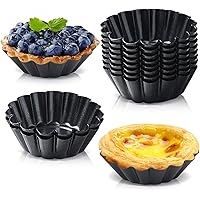 Egg Tart Molds, Mini Tart Pan, 12 PCS Non-Stick Mini Tart Pans, Pudding Molds, Carbon Steel, Kitchen Reusable Baking Tools. (