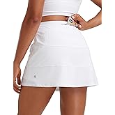 CRZ YOGA High Waisted A line Golf Skirts for Women - Mini Lined Tennis Casual Work Skorts with 3 Pockets