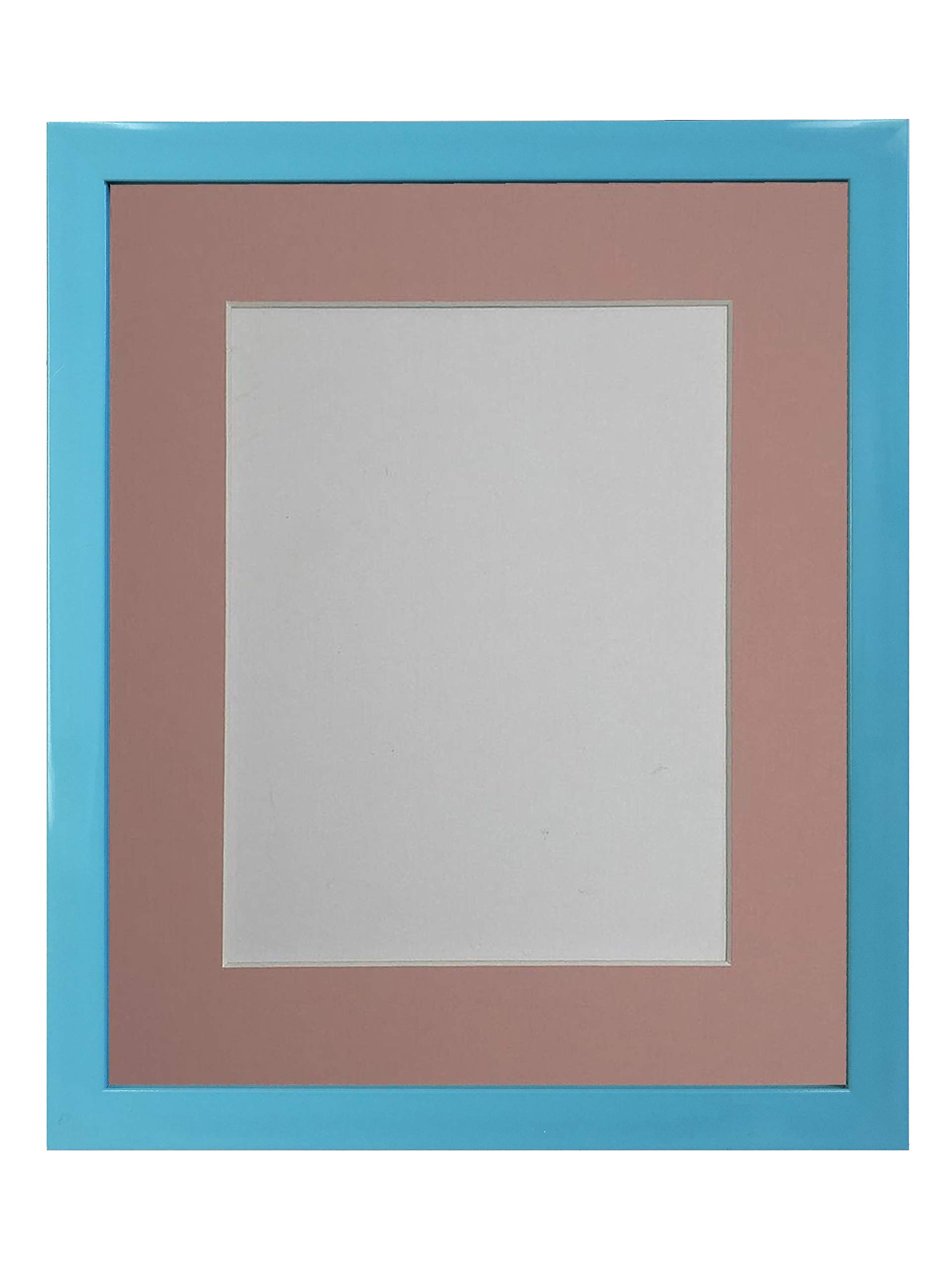 FRAMES BY POST 0.75 Inch Blue Picture Photo Frame with Pink Mount 45 x 30 cm Image Size 14 x 8 Inch Plastic Glass