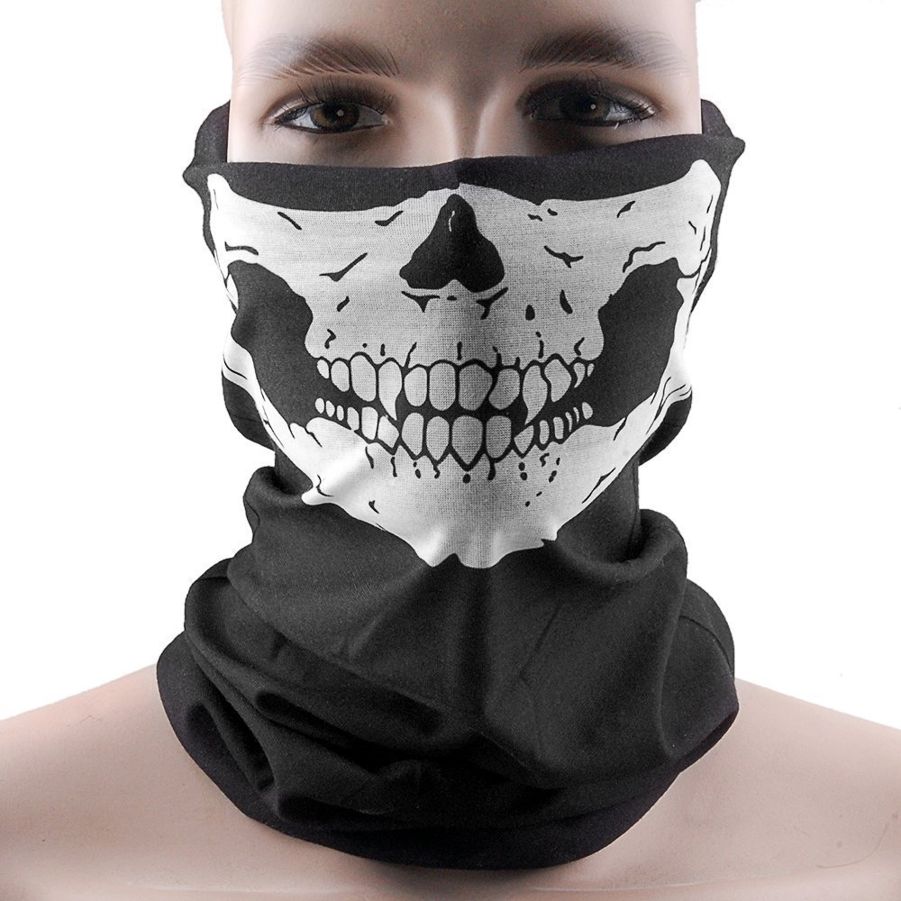 Motorcycle Face Masks 3 Pieces Xpassion Skull Mask Half Face for Out Riding Motorcycle Black