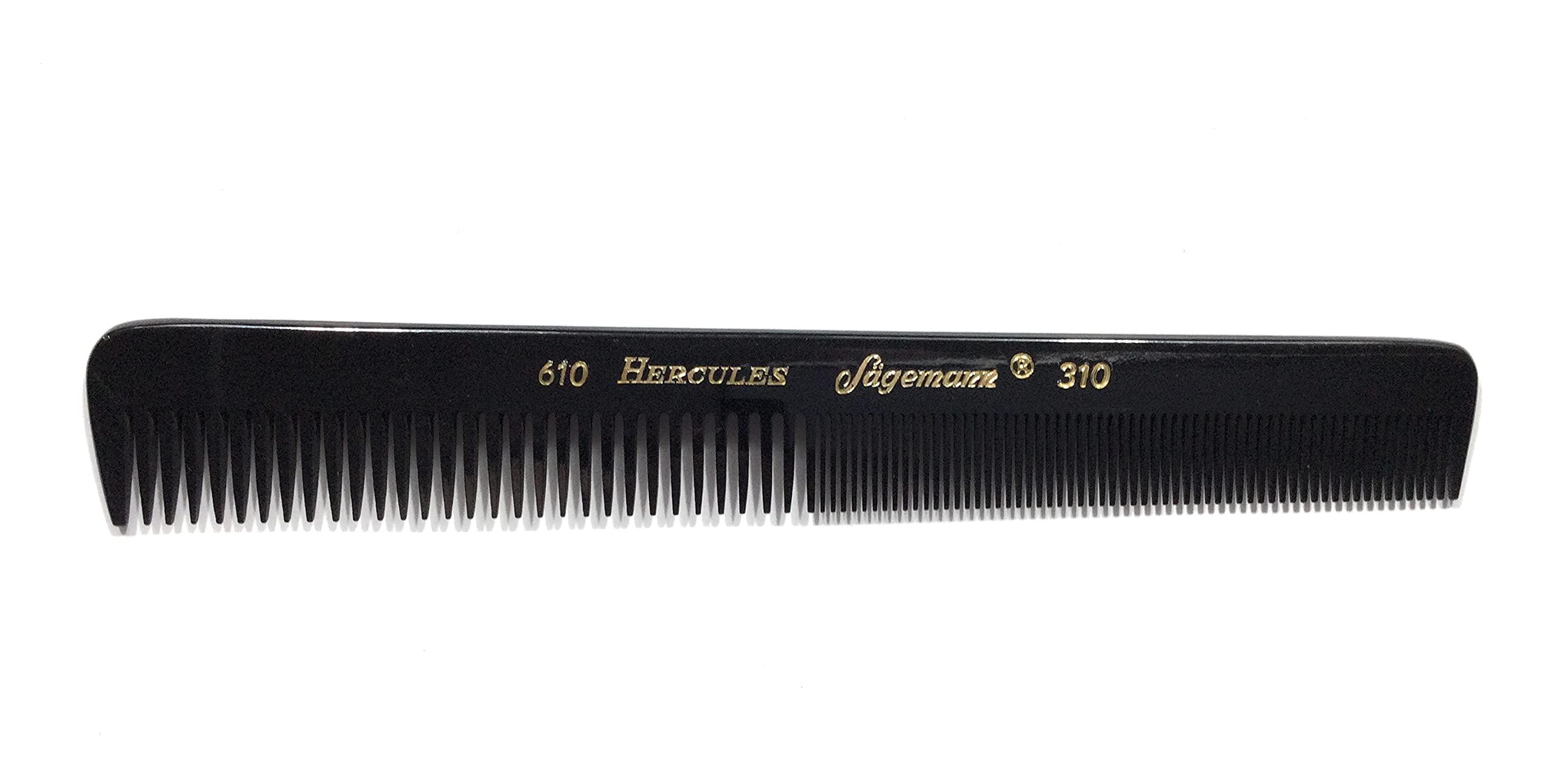 Hercules Sägemann 610-310 Professional Men's Comb Natural Rubber Pocket Comb with 2 Teeth Coarse + Fine 6 Inches