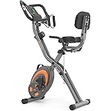 leikefitness Folding Stationary Bike Recumbent Exercise Bike w/Arm Resistance Bands-Pulse Sensor-LCD Monitor and Easy to Asse