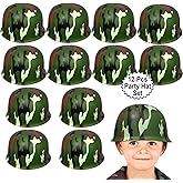 Anapoliz Army Helmets for Kids | 12 Count Plastic Camouflage Hats | Soldier Helmet Party Favors | Camo Costume Dress Up Hat