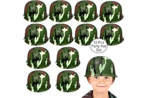Anapoliz Army Helmets for Kids | 12 Count Plastic Camouflage Hats | Soldier Helmet Party Favors | Camo Costume Dress Up Hat