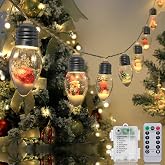 Christmas Lights Indoor 6.8Ft Christmas Snow Globe Lights 10 LED Fairy Lights with Remote Timer, Battery Powered String Lights Warm White String Lights Indoor for Bedroom Party Vintage Christmas Decor
