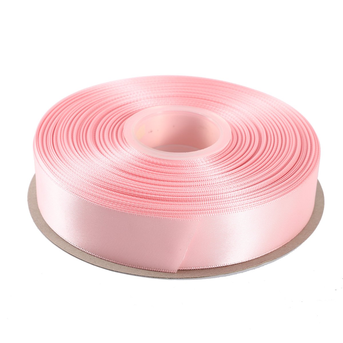 ITIsparkle 25mm Width (1") Double Faced Satin Ribbon 45 Meters (Full Reel) Crafts Gift Wrap Floristry - Light Pink Ribbon