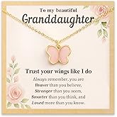 KOXMOON Granddaughter Gifts from Grandma Butterfly Necklace for Teen Girls