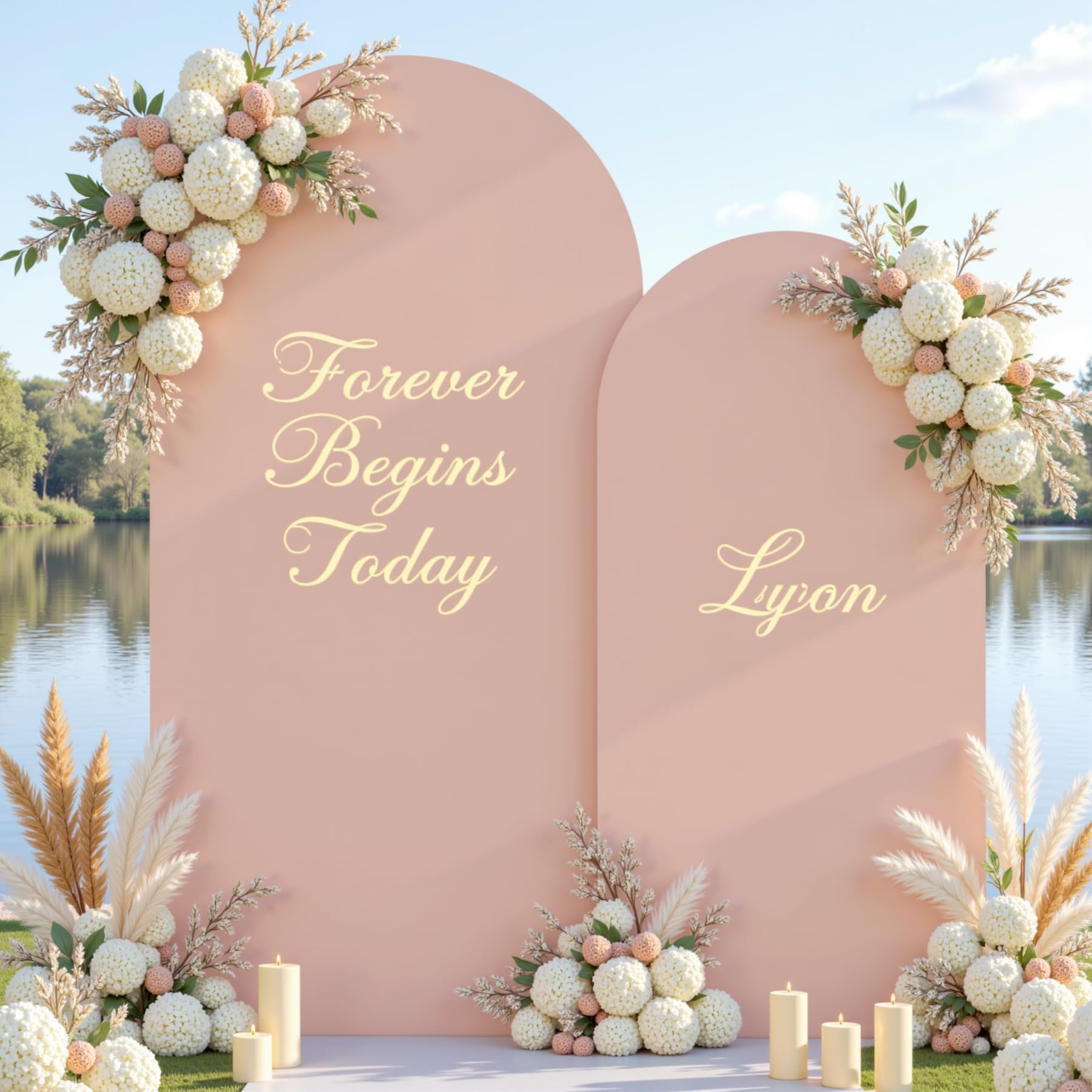 Photo 1 of Nude Arch Backdrop Cover Set of 2-7.2ft, 6ft Arch Covers Stretchy Backdrop Spandex Party Arch Stand Covers for Birthday Party Baby Shower Wedding Bridal Shower Banquet Photo Background Decorations