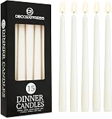 DECO EXPRESS Candles Set 15 Pack Classic Dripless Tapered Unscented White